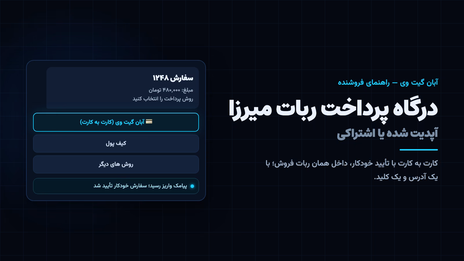 درگاه پرداخت ربات میرزا: دکمه پرداخت کارت به کارت در ربات فروش تلگرامی و تأیید خودکار با پیامک بانک